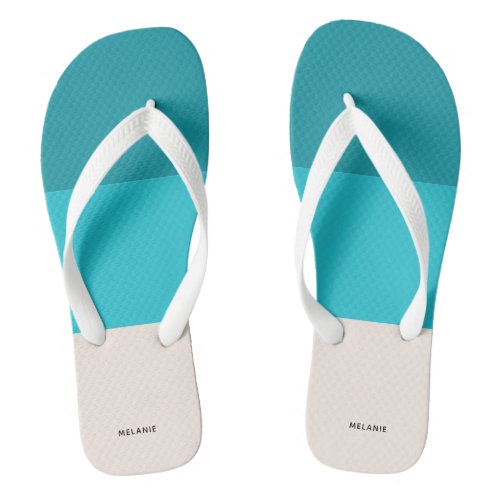 Summer Blue Beach Vibe Colorblock Flip Flops