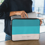 Summer Blue Beach Vibe Horizontal Stripe Laptop Sleeve<br><div class="desc">The summer blue beach vibe horizontal stripe laptop sleeve perfect for fresh and ocean color palette lovers person.  Give your laptop sleeve look a beach feel.</div>