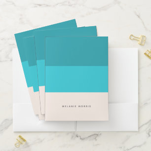 Summer Blue Beach Vibe Stripes Pocket Folder