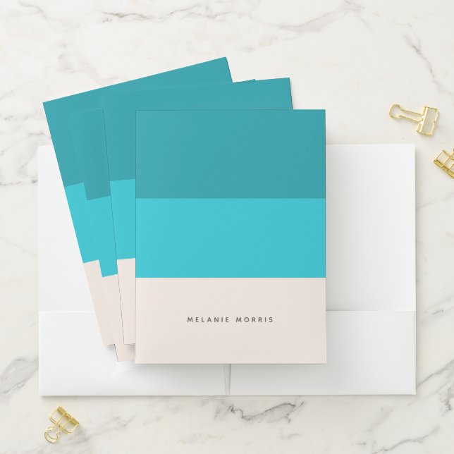 Summer Blue Beach Vibe Stripes Pocket Folder (In Situ)