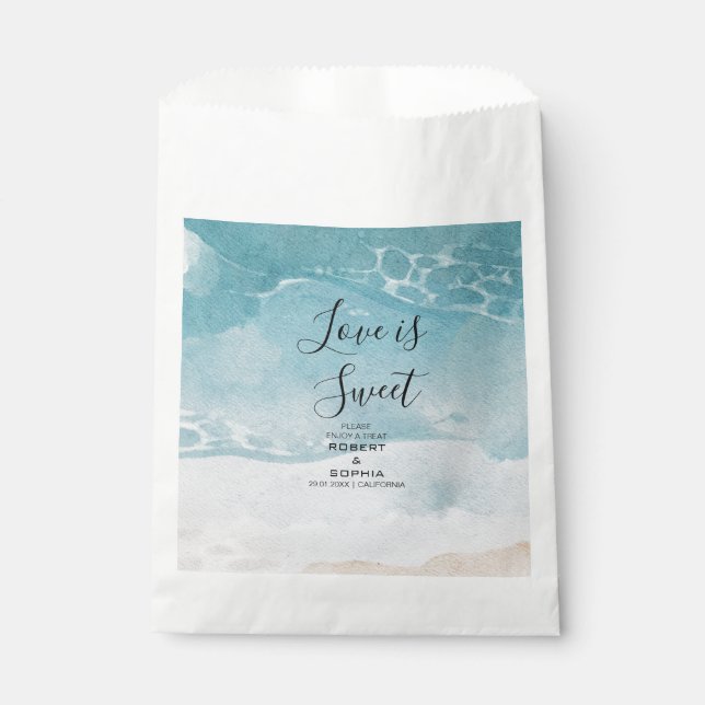 Summer Blue Beach Wedding Favor Bag (Front)