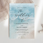 Watercolor Beach On The Beach Wedding Invitation