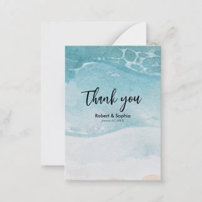 Summer Blue Beach Wedding Thank you Note Card | Zazzle