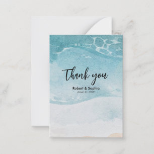 Summer Blue Beach Wedding Thank you Note Card