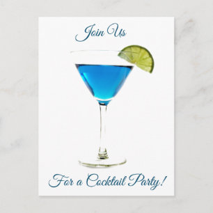 Summer Blue Cocktail Party Invitation Postcard