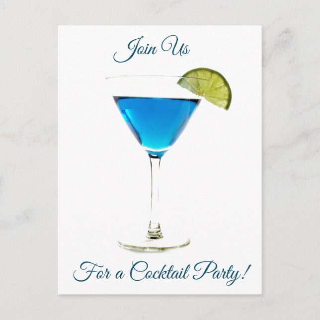 Summer Blue Cocktail Party Invitation Postcard (Front)