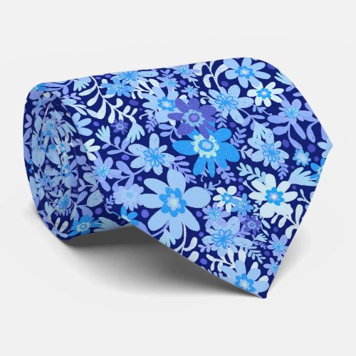 Summer Blue Daisy Blooms Neck Tie