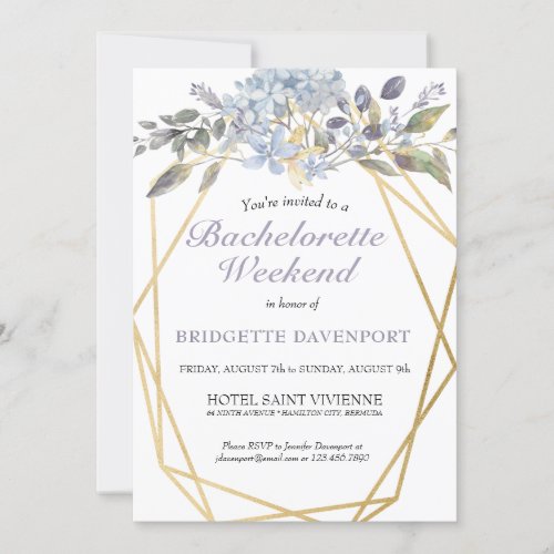 Summer Blue Floral Bachelorette Weekend Itinerary Invitation