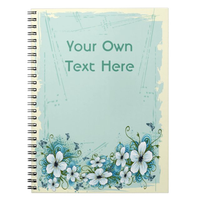 Summer Blue Floral & Butterflies Notebook (Front)