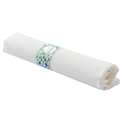 Summer Blue Gold Flower Burst  Napkin Bands