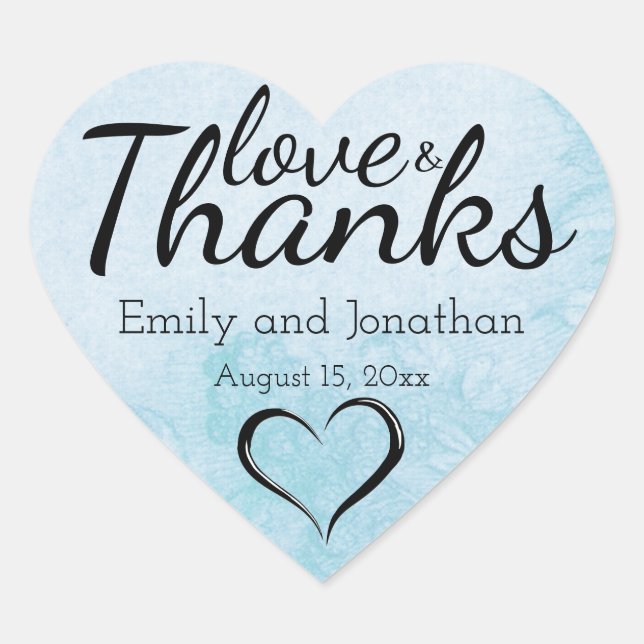 Summer Blue Heart Wedding Cake Box Stickers Custom (Front)