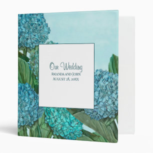 Summer Blue Hydrangea Bouquet 3 Ring Binder