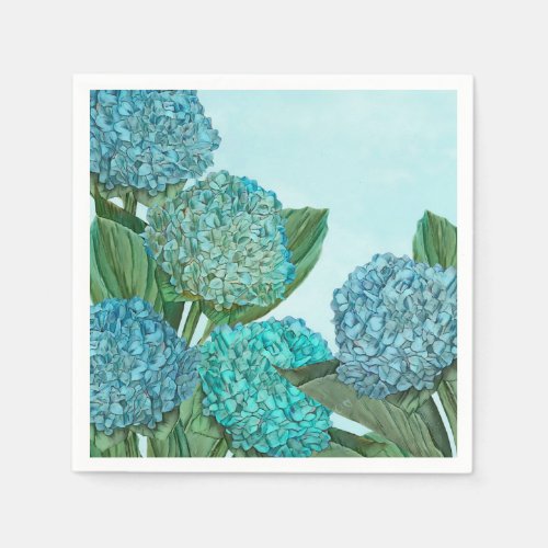 Summer Blue Hydrangea Bouquet Napkins