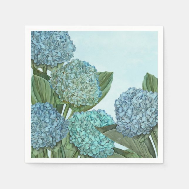 Summer Blue Hydrangea Bouquet Napkins (Front)