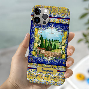 Summer Blue Italian Majolica Citrus Garden iPhone 15 Case