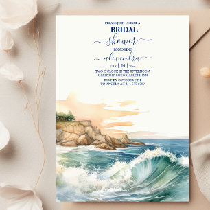 Summer Blue Ocean Beach Bridal Shower Invitation