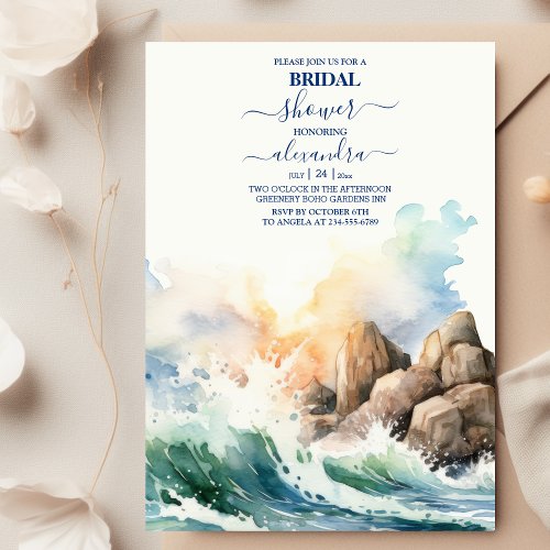 Summer Blue Ocean Beach  Bridal Shower Invitation