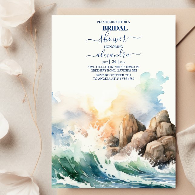 Summer Blue Ocean Beach  Bridal Shower Invitation (Creator Uploaded)
