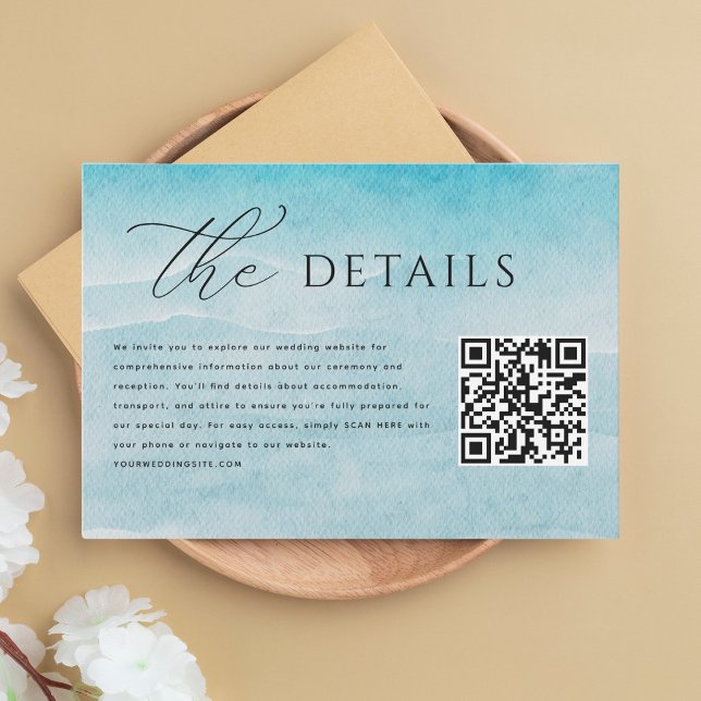 Summer Blue Ocean Beach Wedding Enclosure Card (Creator Uploaded)