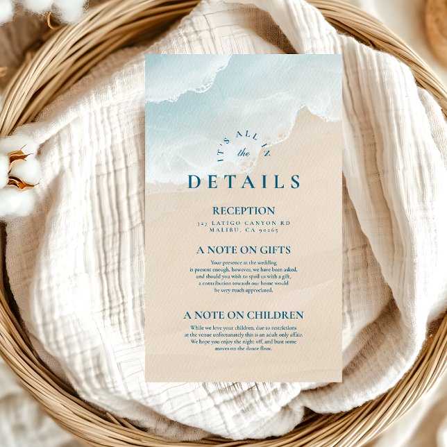 Summer Blue Ocean Beach Wedding Enclosure Card (Creator Uploaded)