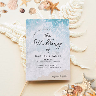 Summer Blue Ocean Beach Wedding Invitation