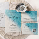 Watercolor Beach On The Beach Wedding Invitation