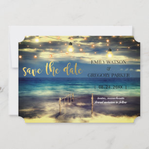 Summer Blue Ocean Beach Wedding Invitations