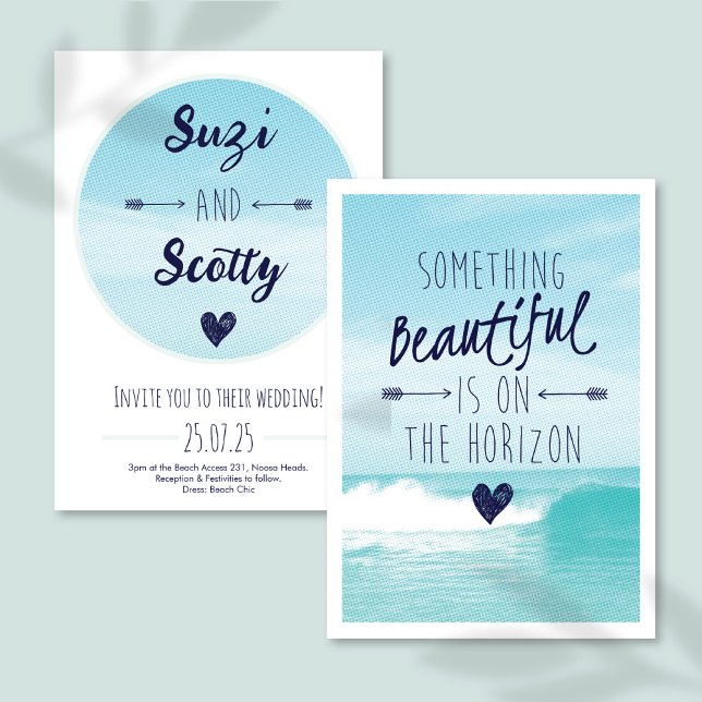 Summer Blue Ocean Quote Wedding Invitation (Creator Uploaded)