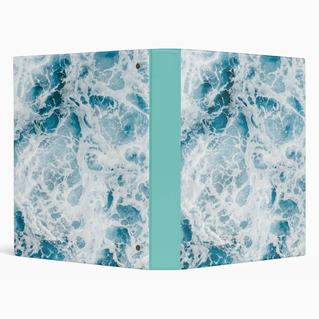 Summer Blue Ocean Wave 3 Ring Binder (Background)