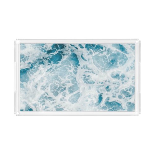 Summer Blue Ocean Wave Acrylic Tray