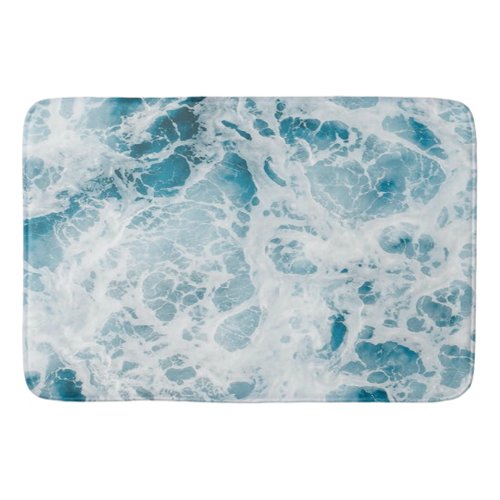 Summer Blue Ocean Wave Bath Mat