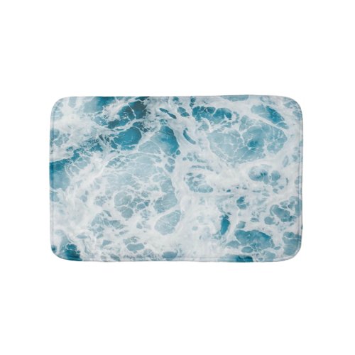 Summer Blue Ocean Wave Bath Mat