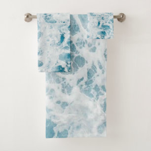 Summer Blue Ocean Wave Bath Towel Set