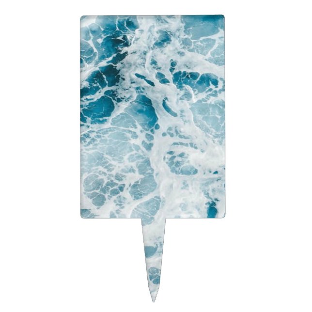 Summer Blue Ocean Wave Cake Topper (Front)
