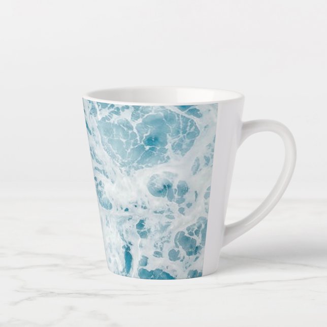 Summer Blue Ocean Wave Latte Mug (Right)