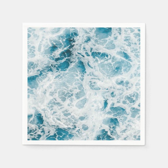 Summer Blue Ocean Wave Napkins (Front)