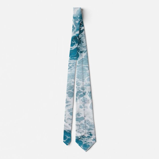 Summer Blue Ocean Wave Neck Tie (Back)