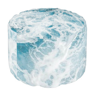 Summer Blue Ocean Wave Pouf