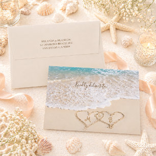 Summer Blue Ocean Waves Tropical Beach Wedding Envelope