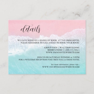 Summer Blue, Pink Ocean Beach Details Enclosure Card