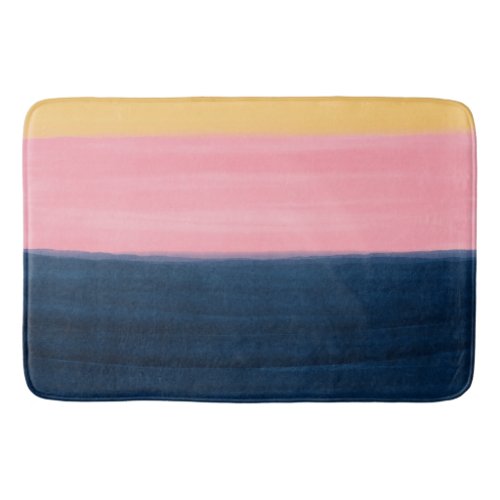 Summer Blue Pink Yellow Strokes Stripes Paint Bath Mat