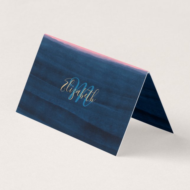 Summer Blue Pink Yellow Strokes Stripes Paint Business Card (Front)