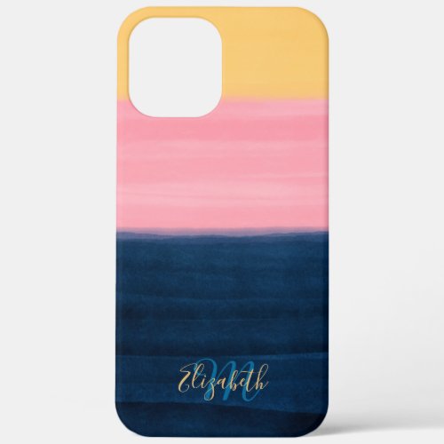 Summer Blue Pink Yellow Strokes Stripes Paint iPhone 12 Pro Max Case