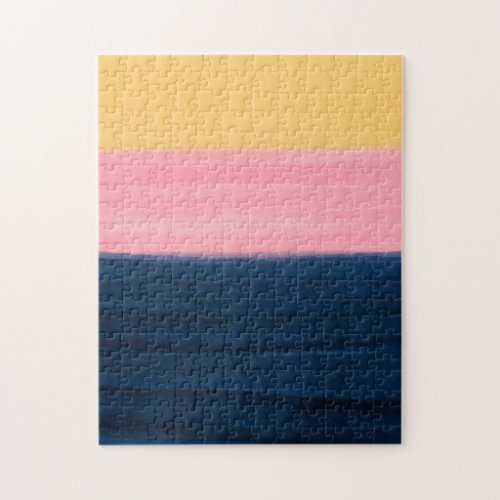 Summer Blue Pink Yellow Strokes Stripes Paint Jigsaw Puzzle