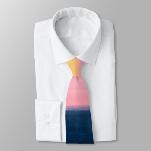 Summer Blue Pink Yellow Strokes Stripes Paint Neck Tie