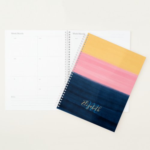 Summer Blue Pink Yellow Strokes Stripes Paint Planner