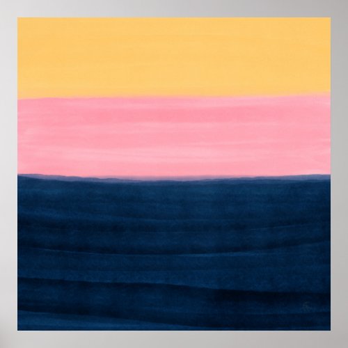 Summer Blue Pink Yellow Strokes Stripes Paint Poster