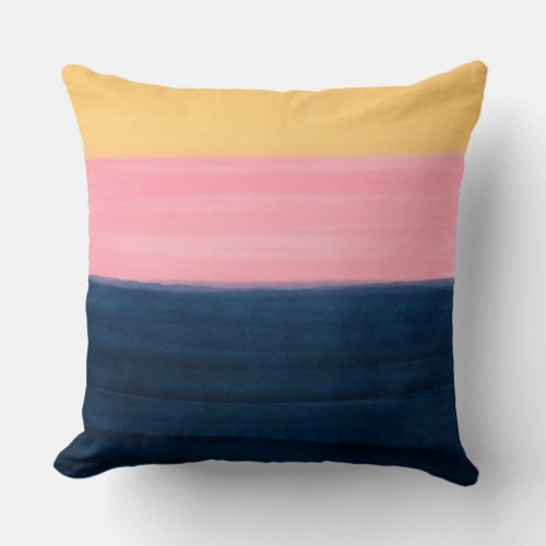 Summer Blue Pink Yellow Strokes Stripes Paint Throw Pillow