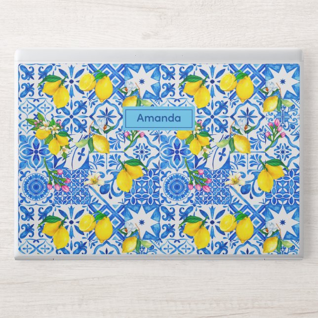 Summer blue Sicilian Amalfi Mediterranean majolica HP Laptop Skin (Front)