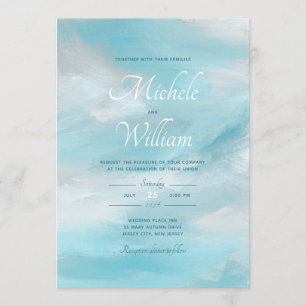 Summer Blue Sky Clouds Wedding Invitation